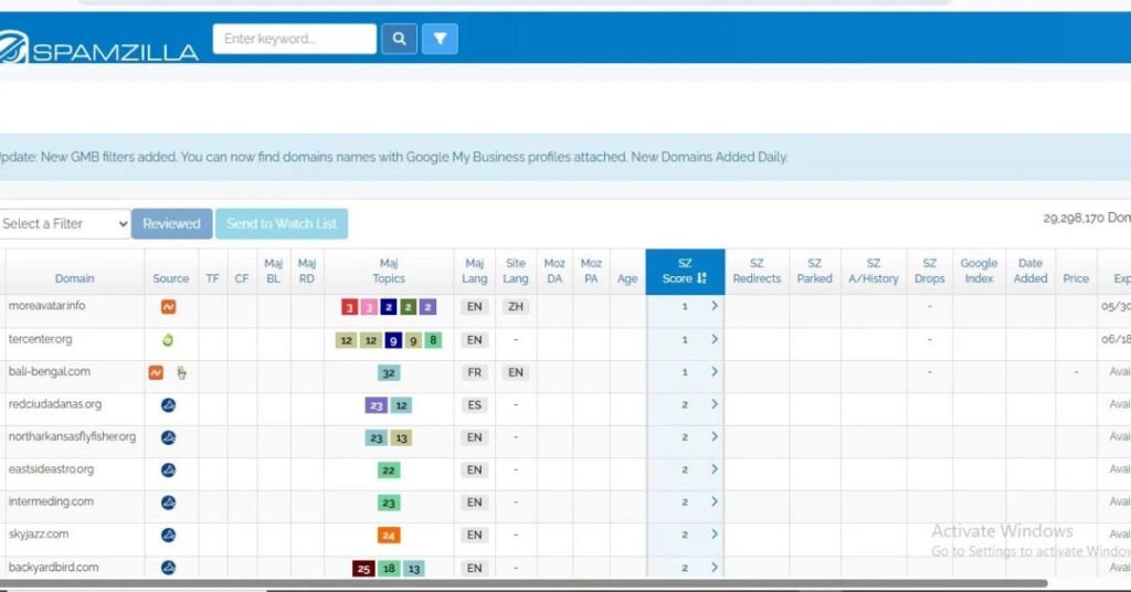 spamzilla dashboard